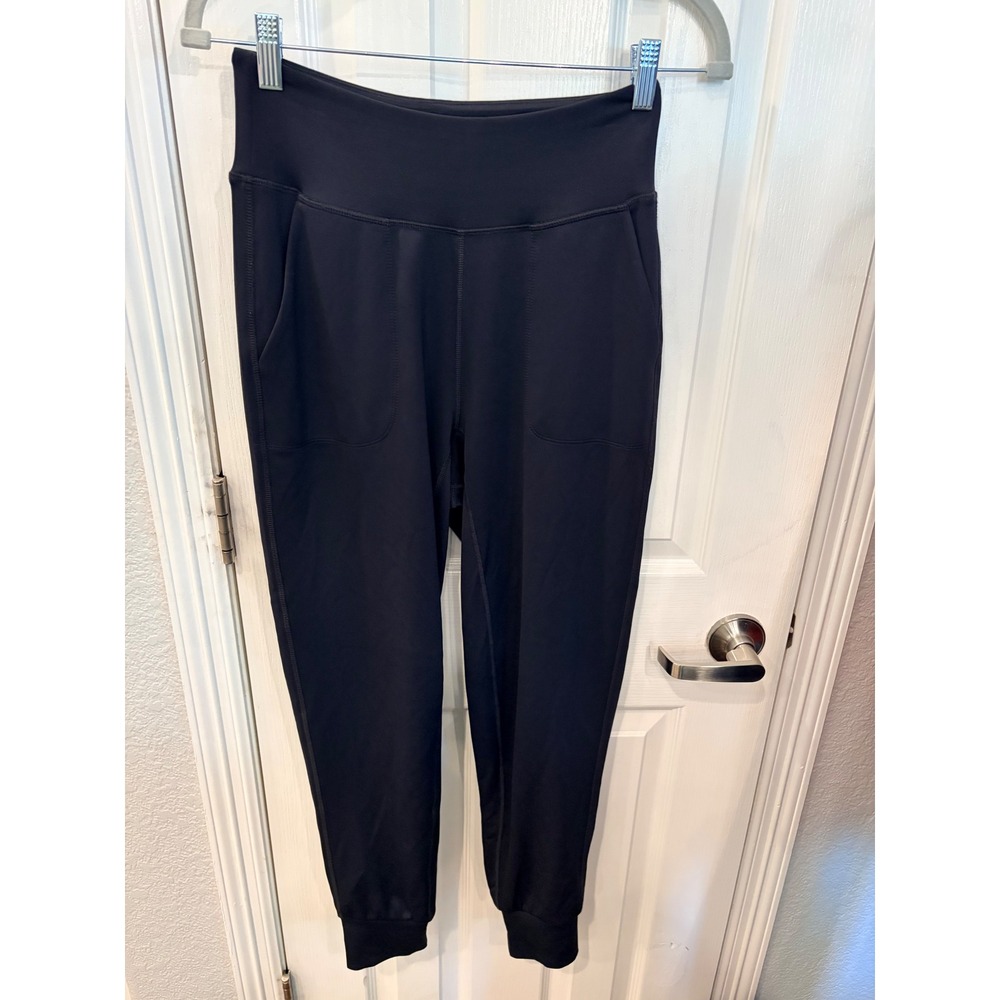 Adrianna Papell Jogger Pants Black High Waisted Pockets Activewear Loungewear